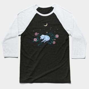 Cat Dreaming of Moon Baseball T-Shirt